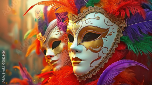 Carnival mask, colorful decorations