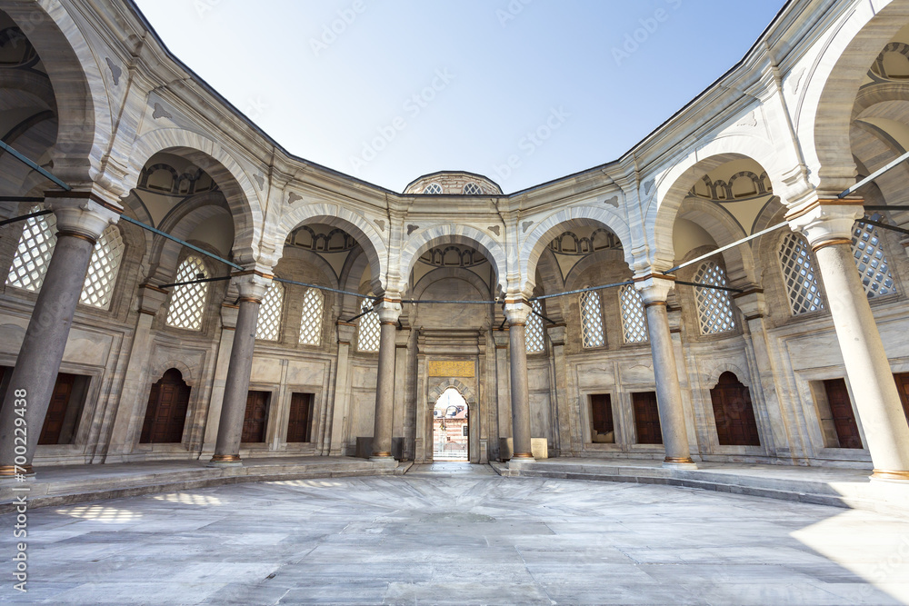 A beautiful view of the Nuruosmaniye Camii, the mosque near the Grand Bazaar in Istanbu
