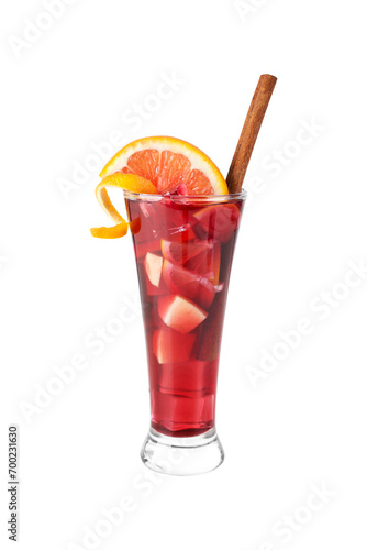 sangria cocktail with citruses on a white background