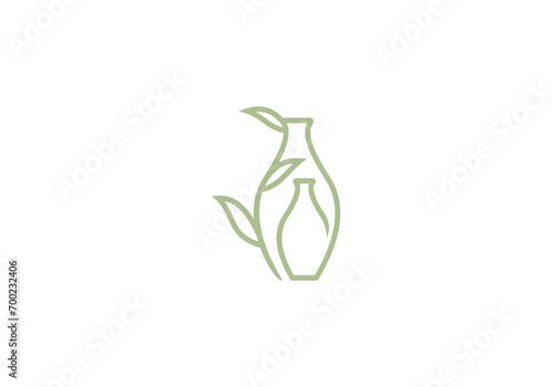 flower vase logo, creative nature traditional design inspiration