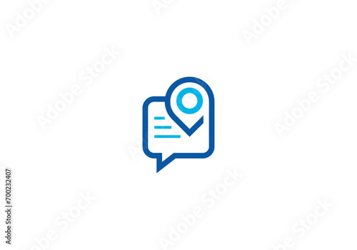pin and chat logo design. creative find job symbol icon template