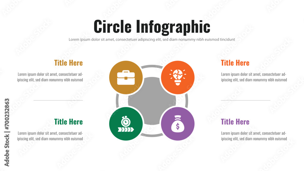 Circle infographic presentation layout fully editable. Circle infographic presentation layout fully editable.