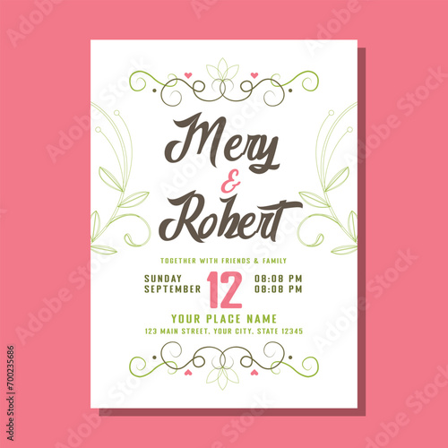 Free vector beautiful blooming Floral wedding invitation card template design set