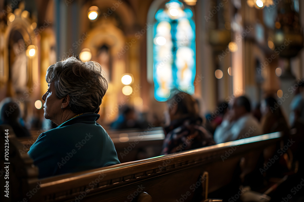 Contemplative Silence: A Parishioner's Prayer in a Majestic Church