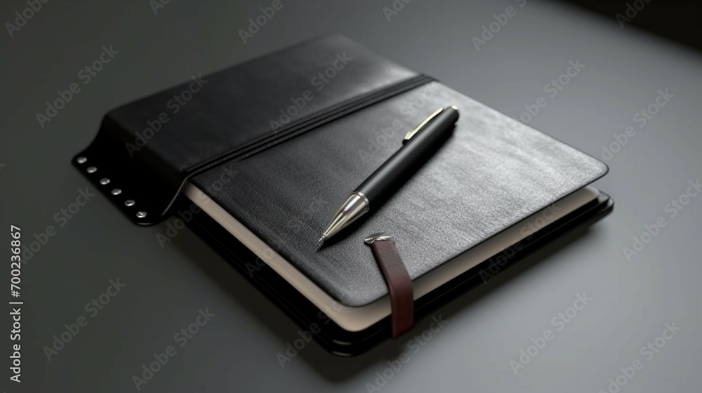 A black notebook with a penon it and a pen (1) Ai Generative A black notebook with a penon it and a pen (1) Ai Generative