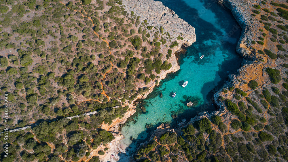 SPAIN - MALLORCA Drone view for a beautiful 
mediterranean bay