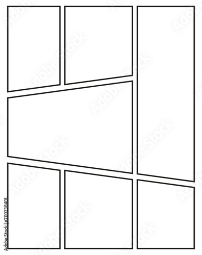 Manga storyboard layout template for rapidly create the comic book style. A4 design of paper ratio is fit for print out. Vector illustration