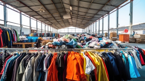 Factory about secondhand clothes, a lot of old clothes like hills photo