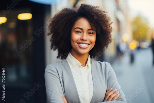 Business Casual Confidence: Portrait of a Cheerful Woman