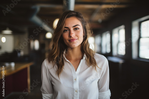 Urban Workspace: Young Woman in Casual Business Attire