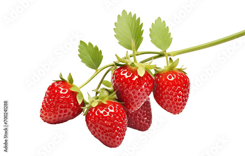 Ripe delicious strawberries bush  cut out