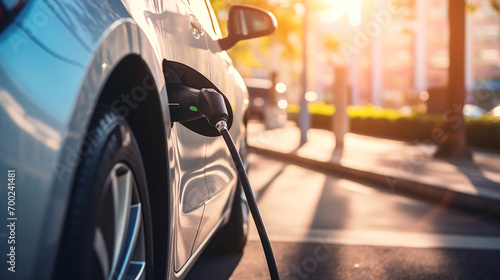 An electric vehicle charging station symbolizing the shift towards sustainable transportation.
