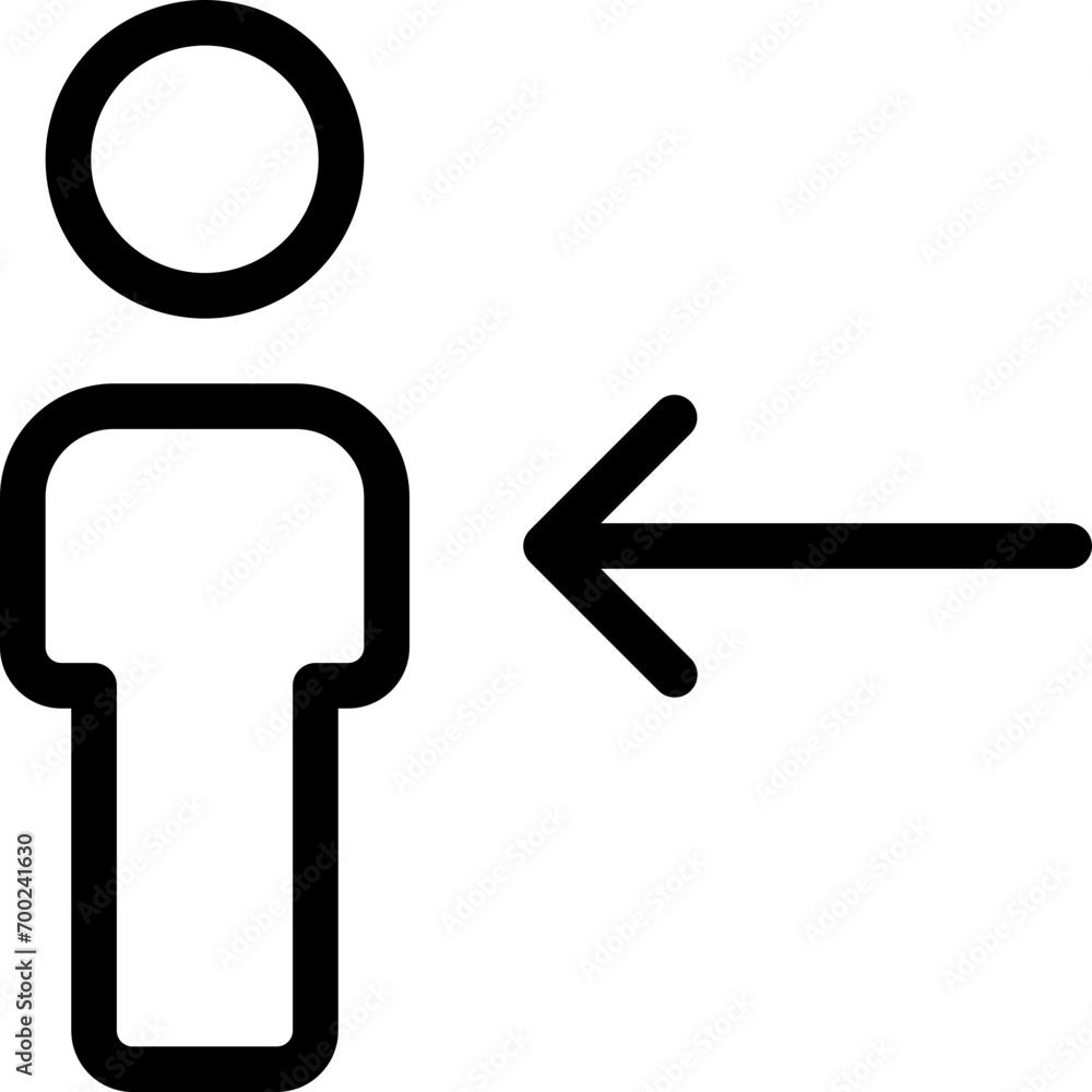 Person arrow left icon in outline. Simple exit vector illustration — pixel-perfect icon. Person arrow left icon in outline. Simple exit vector illustration — pixel-perfect icon.