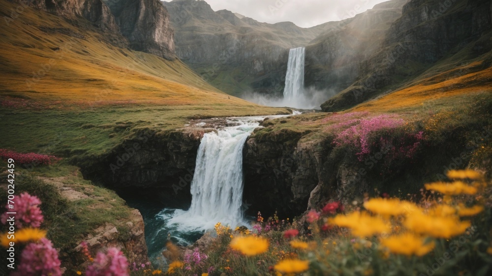 Waterfalls and Flowers