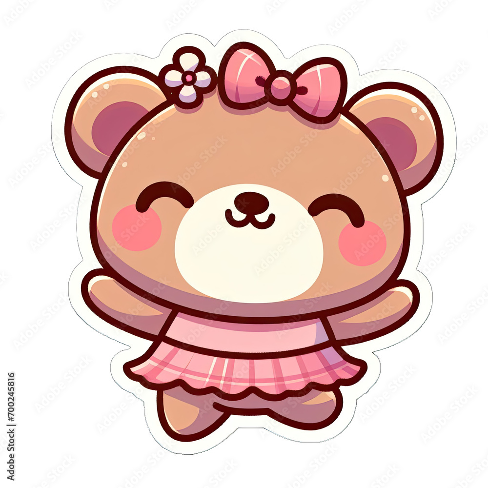 Fototapeta premium Generative AI Cute Little Bear Sticker, cute little baby bear sticker, cool little bear stickers, Little baby brown bear Sticker, adorable little bear stickers, adorable baby brown bear stickers