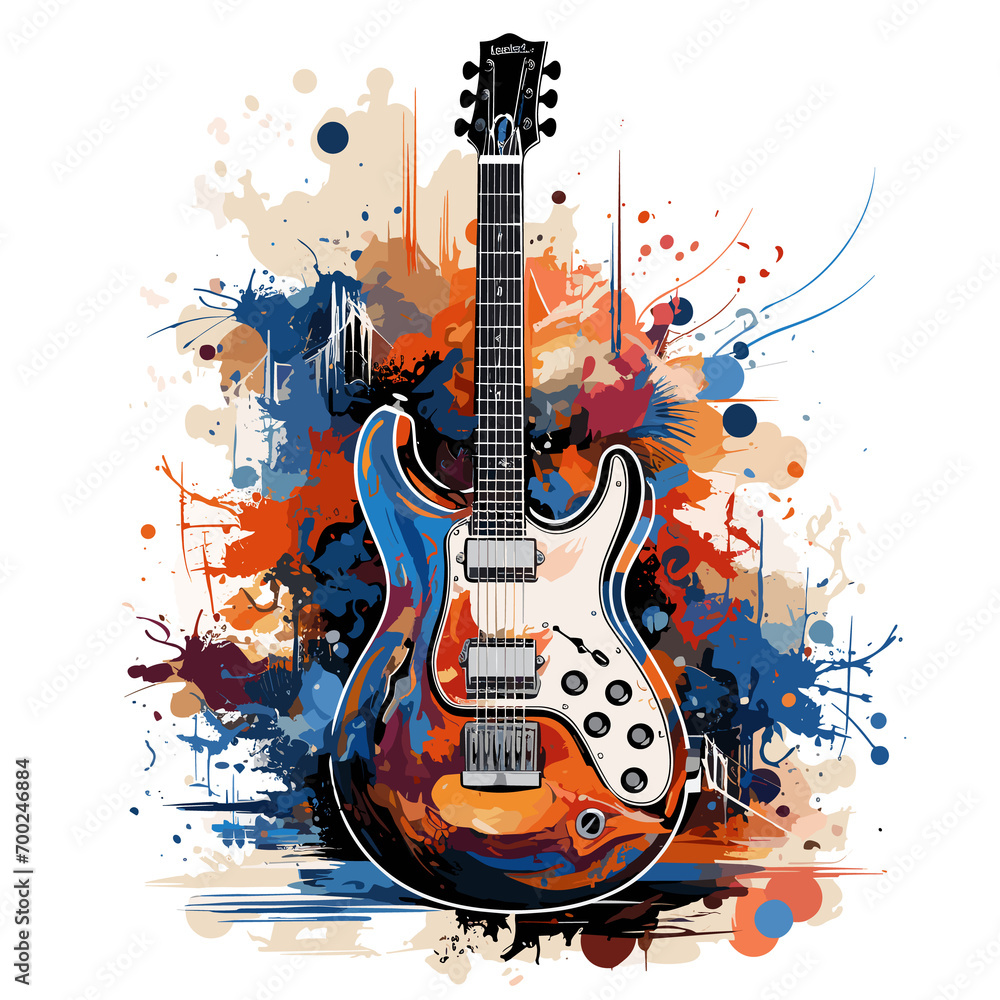 An illustration a patriotic Dominican Republic guitar, Isolated On Transparent, PNG, HD