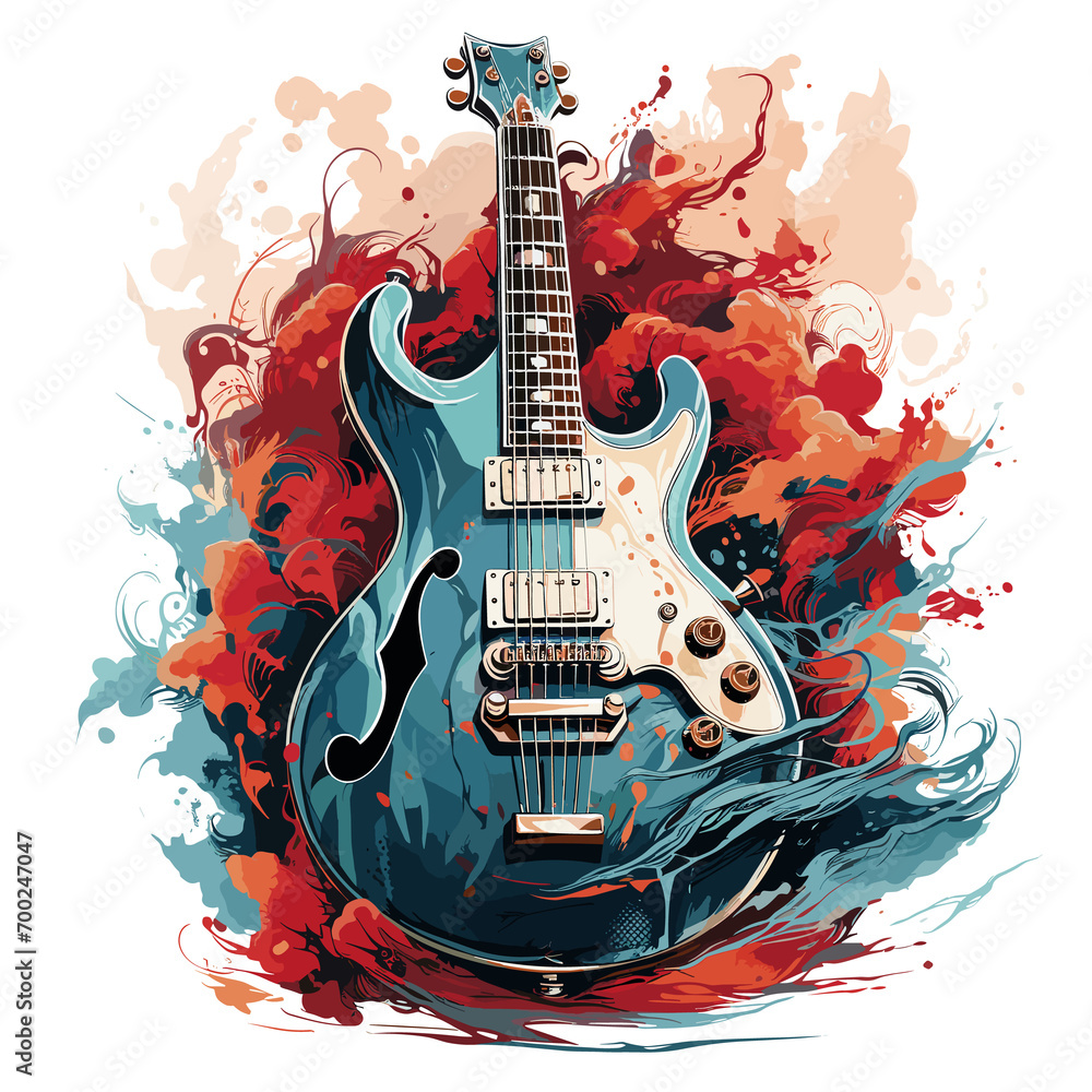 An illustration a patriotic Iran guitar, Isolated On Transparent, PNG, HD