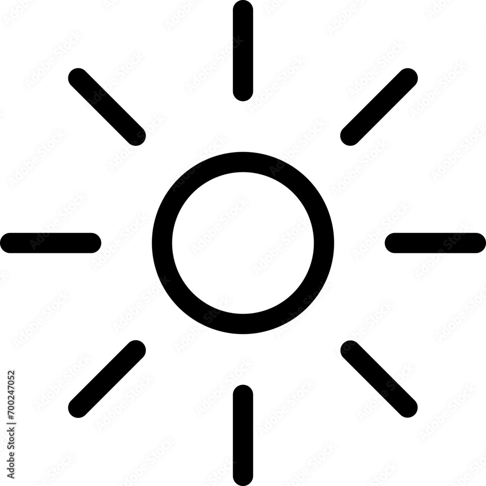 Sun icon in outline style. Simple brightness symbol vector illustration — pixel-perfect icon. Sun icon in outline style. Simple brightness symbol vector illustration — pixel-perfect icon.