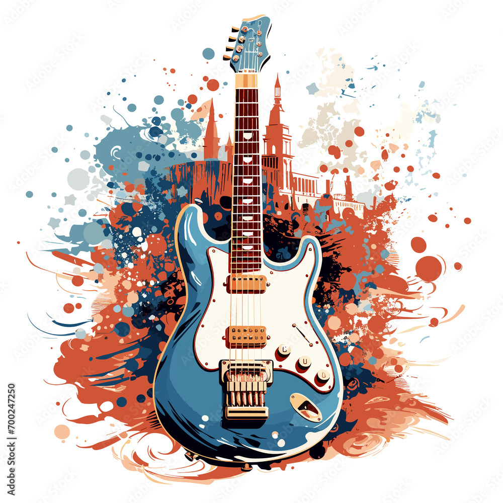 An illustration a patriotic Morocco guitar, Isolated On Transparent, PNG, HD