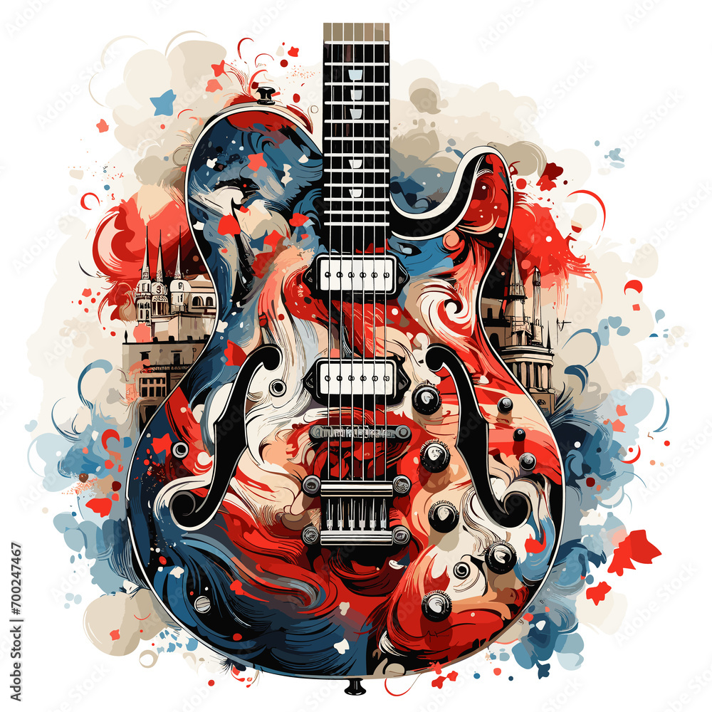 An illustration a patriotic Serbia guitar, Isolated On Transparent, PNG, HD