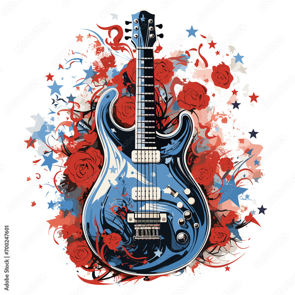 Fototapeta premium An illustration a patriotic Tunisia guitar, Isolated On Transparent, PNG, HD