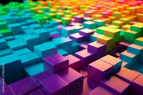 vibrant blocks  3D rendering. Generative AI
