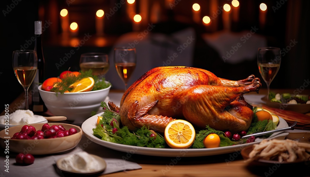 Thanksgiving day dinner, roasted turkey Thanksgiving day dinner, roasted turkey