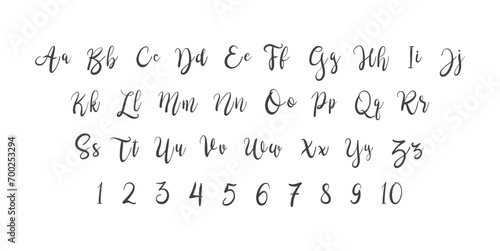 alphabet letters font set. typography font with trendy letters thin, bold, uppercase, lowercase and numbers. vector illustration.
