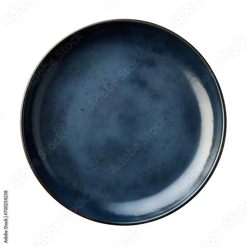 Dark blue shallow dish isolated object for design photo