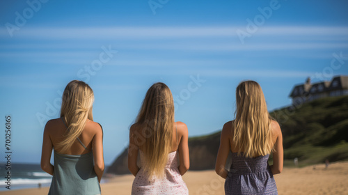 three girls on a beach