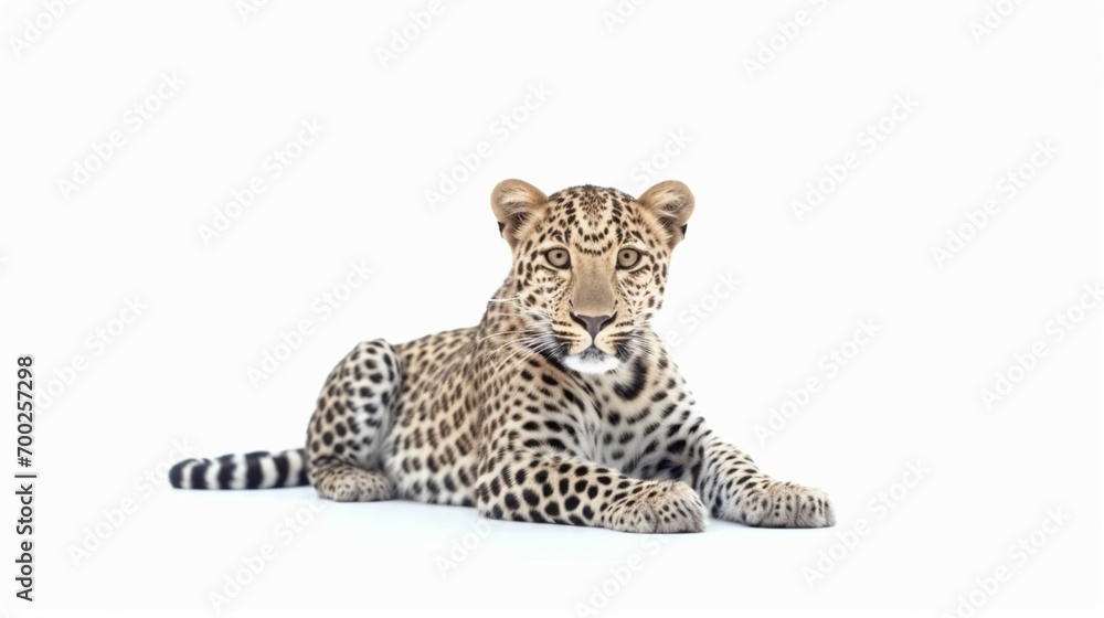Obraz premium A leopard isolated on white background in studio (1)Ai Generative