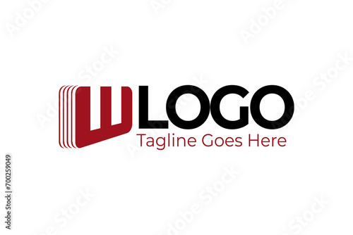 W letter flat modern book logo type for education, book store, book shop, library, retail, stationery business logo brand.