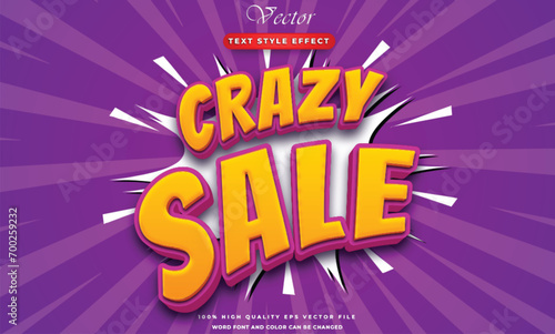 cartoon crazy sale 3d text effect template