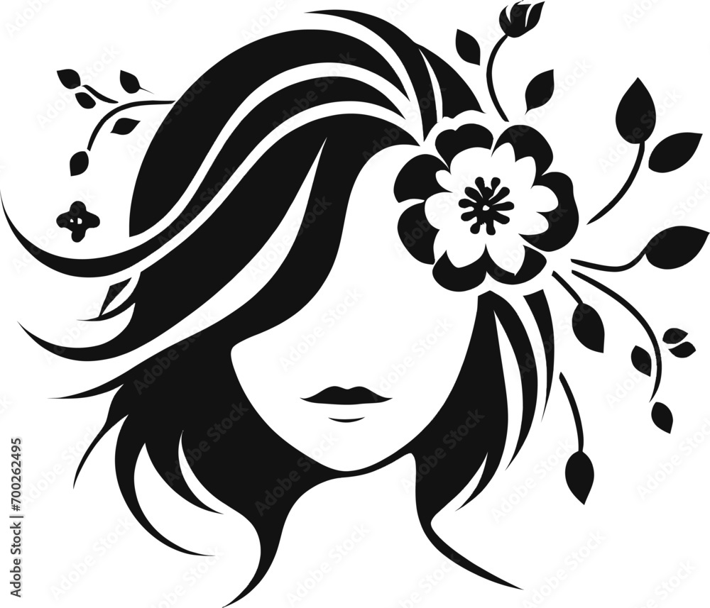 Beautiful woman with flower in hair silhouette vector for your design Beautiful woman with flower in hair silhouette vector for your design