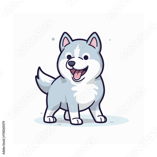 Cute siberian husky dog smiling. Vector illustration