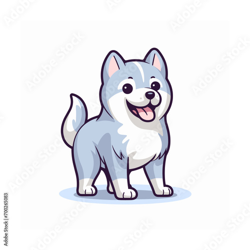 Cute siberian husky dog smiling. Vector illustration