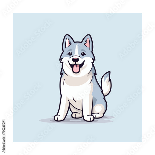 Cute siberian husky dog smiling. Vector illustration