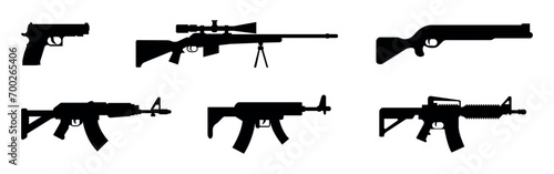 Set of modern vector illustration of an automatic gun. Vector illustration photo