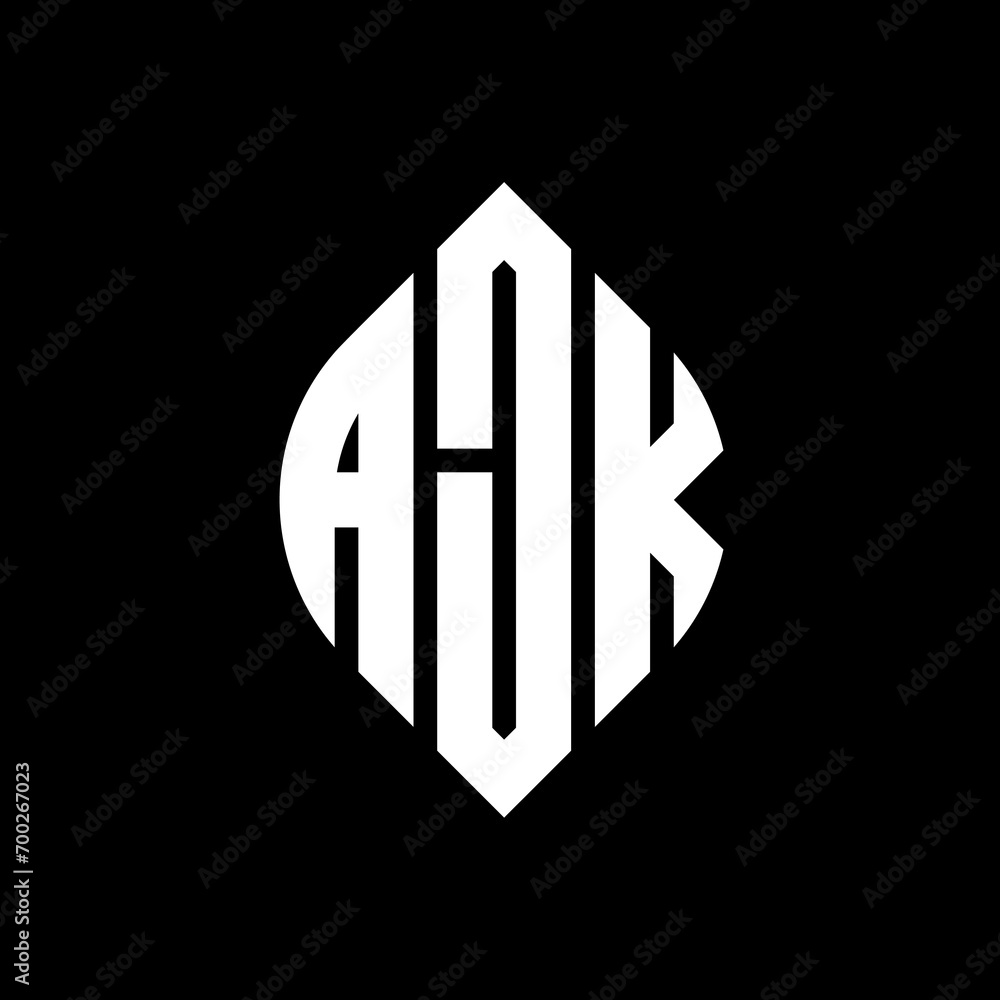 AJK circle letter logo design with circle and ellipse shape. AJK ellipse letters with typographic style. The three initials form a circle logo. AJK Circle Emblem Abstract Monogram Letter Mark Vector. AJK circle letter logo design with circle and ellipse shape. AJK ellipse letters with typographic style. The three initials form a circle logo. AJK Circle Emblem Abstract Monogram Letter Mark Vector.