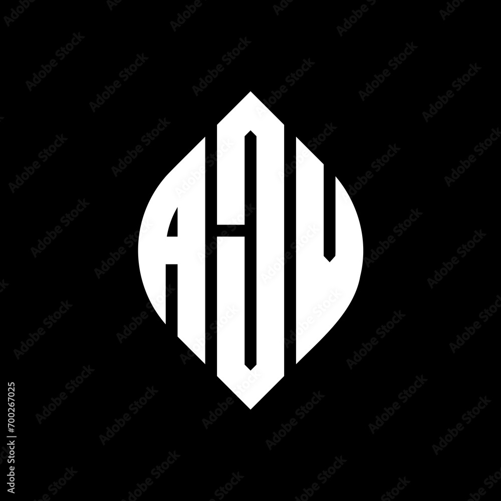 AJV circle letter logo design with circle and ellipse shape. AJV ellipse letters with typographic style. The three initials form a circle logo. AJV Circle Emblem Abstract Monogram Letter Mark Vector. AJV circle letter logo design with circle and ellipse shape. AJV ellipse letters with typographic style. The three initials form a circle logo. AJV Circle Emblem Abstract Monogram Letter Mark Vector.