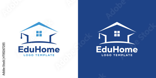 College, Graduate Cap, Campus, Education Logo Designs. Home Architecture Study with Minimalist Style Logo Designs Vector Illustration.