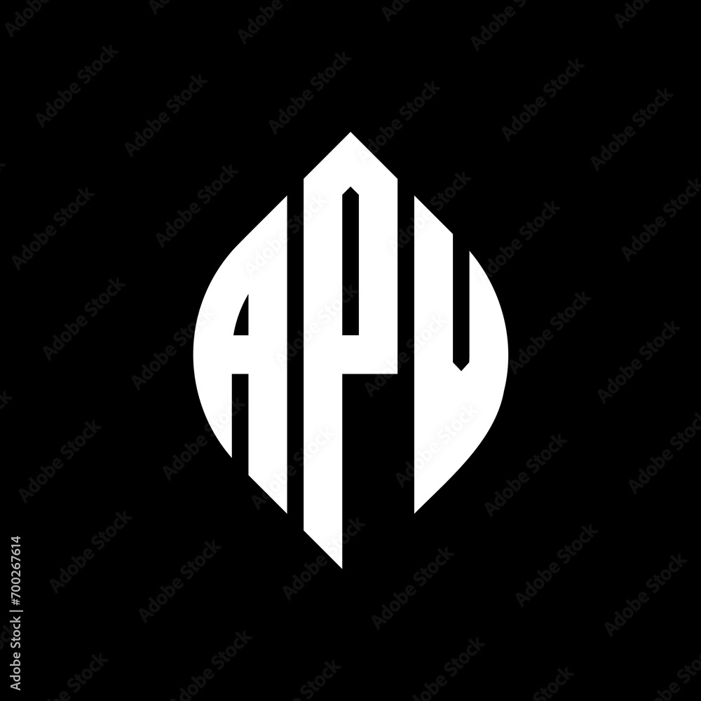 APV circle letter logo design with circle and ellipse shape. APV ellipse letters with typographic style. The three initials form a circle logo. APV Circle Emblem Abstract Monogram Letter Mark Vector. APV circle letter logo design with circle and ellipse shape. APV ellipse letters with typographic style. The three initials form a circle logo. APV Circle Emblem Abstract Monogram Letter Mark Vector.