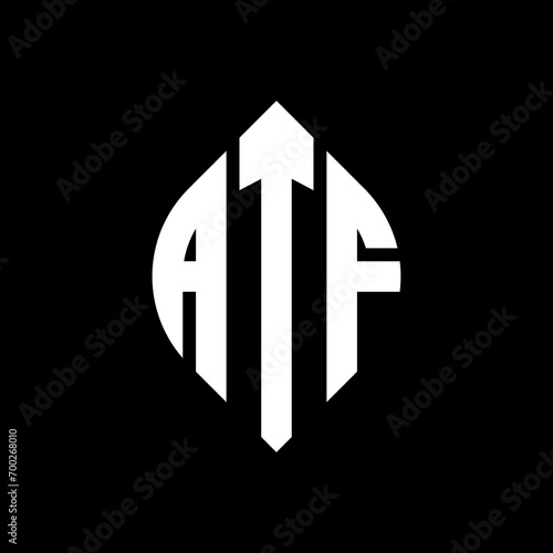 ATF circle letter logo design with circle and ellipse shape. ATF ellipse letters with typographic style. The three initials form a circle logo. ATF Circle Emblem Abstract Monogram Letter Mark Vector. photo