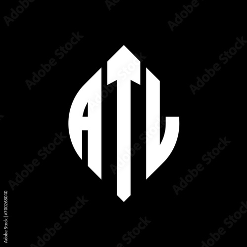 ATL circle letter logo design with circle and ellipse shape. ATL ellipse letters with typographic style. The three initials form a circle logo. ATL Circle Emblem Abstract Monogram Letter Mark Vector. photo