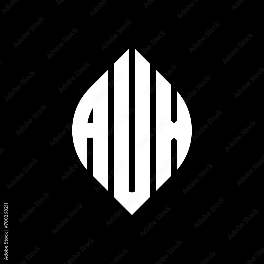 AUX circle letter logo design with circle and ellipse shape. AUX ellipse letters with typographic style. The three initials form a circle logo. AUX Circle Emblem Abstract Monogram Letter Mark Vector. AUX circle letter logo design with circle and ellipse shape. AUX ellipse letters with typographic style. The three initials form a circle logo. AUX Circle Emblem Abstract Monogram Letter Mark Vector.