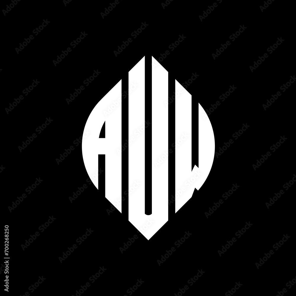 AUW circle letter logo design with circle and ellipse shape. AUW ellipse letters with typographic style. The three initials form a circle logo. AUW Circle Emblem Abstract Monogram Letter Mark Vector. AUW circle letter logo design with circle and ellipse shape. AUW ellipse letters with typographic style. The three initials form a circle logo. AUW Circle Emblem Abstract Monogram Letter Mark Vector.