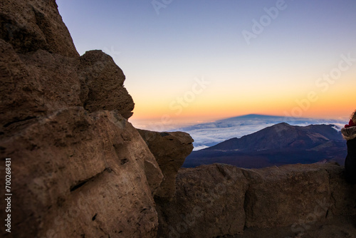 Sunset over a volcano