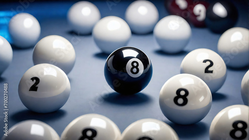 Photo of 8 ball on billiards table photo