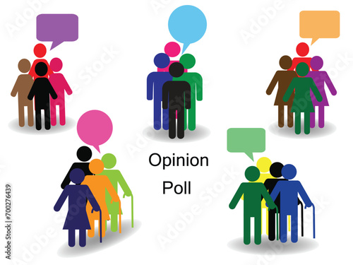 Groups of people with speech bubbles