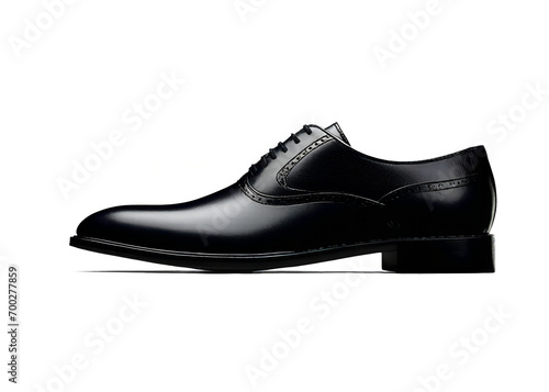 men's classic black leather shoes on isolated or white background © Alisa